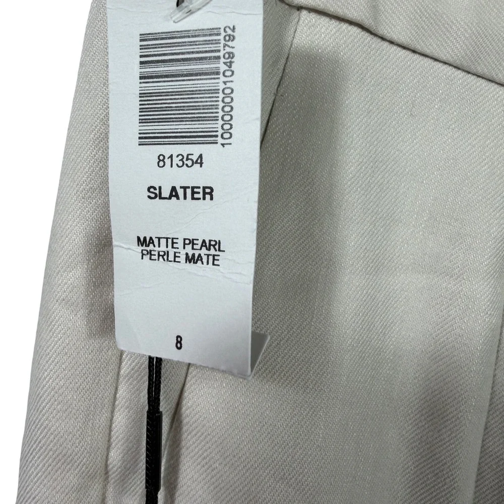 Babaton Aritzia‎ Slater Pant 8 Matte Pearl High Rise Linen TENCEL Trouser NWT